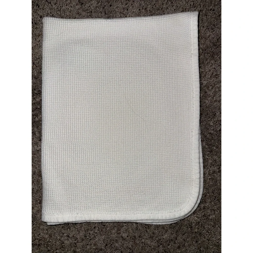 Vtg Baby Morgan Blanket Waffle Weave Knit Thermal White authentic tag‎